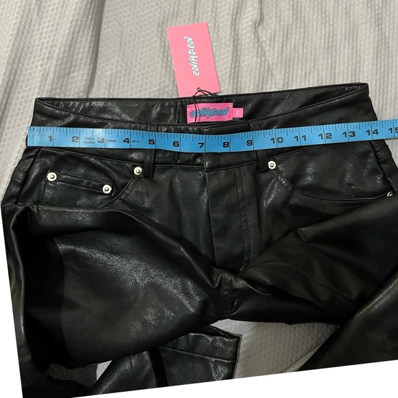 Edikted Black Faux Leather Pants - Picture 5 of 7